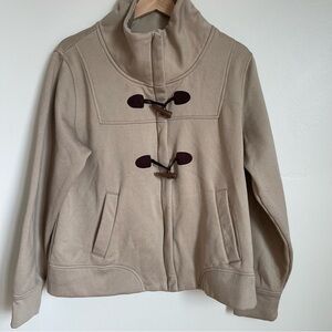 Ariat Fit For A Rider Jacket High Neck Zip Toggle Front Beige Tan Long Sleeve XL